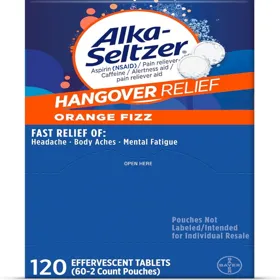 ALKA-SELTZER ALIVIO PARA LA RESACA 120 TABLETAS EFERVESCENTES