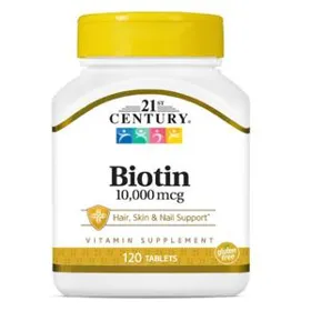 BIOTIN 10,000 MCG - 120 TABLETAS - 21ST CENTURY 